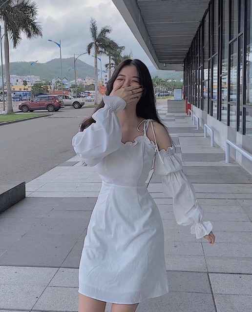 ✨Đầm Rớt Vai Tay Bo ( Có Đệm Ngực) | BigBuy360 - bigbuy360.vn