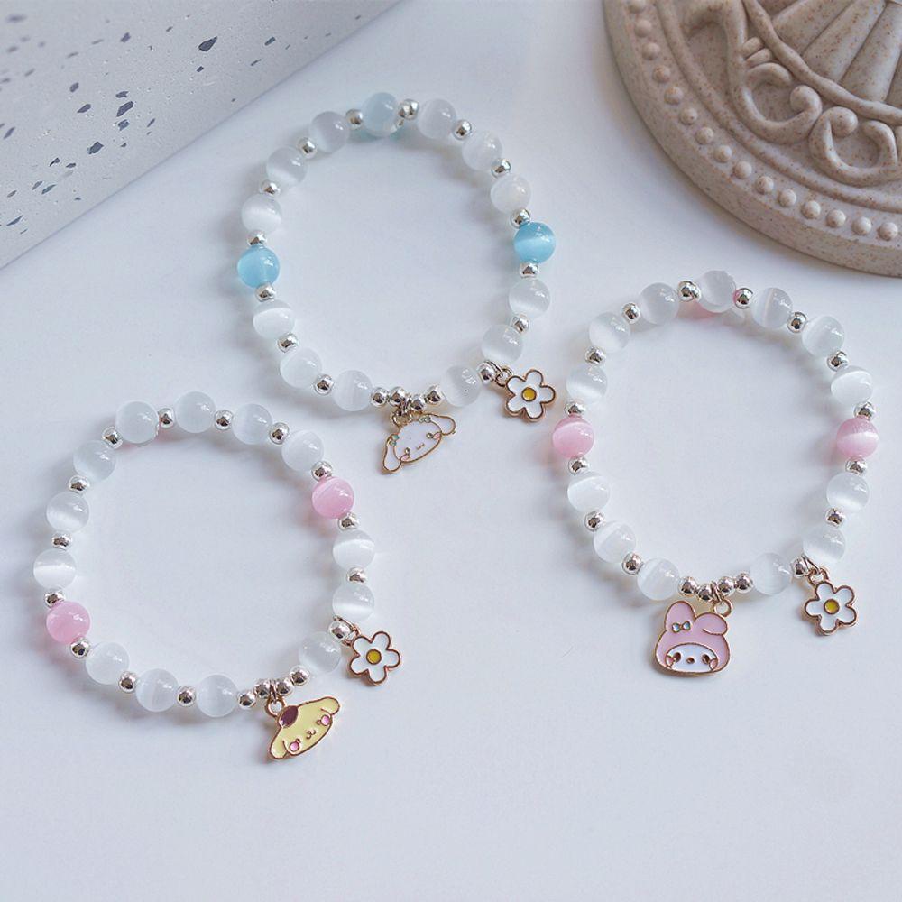 VANES1 Vòng Tay Chuỗi Hạt Gắn Bóng Lông Dễ Thương Thời Trang Cho Nữ