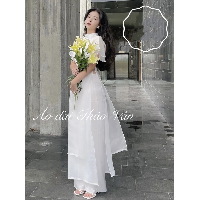 Áo dài cách tân thiết kế tay cánh tiên ba màu siêu hot-AV012