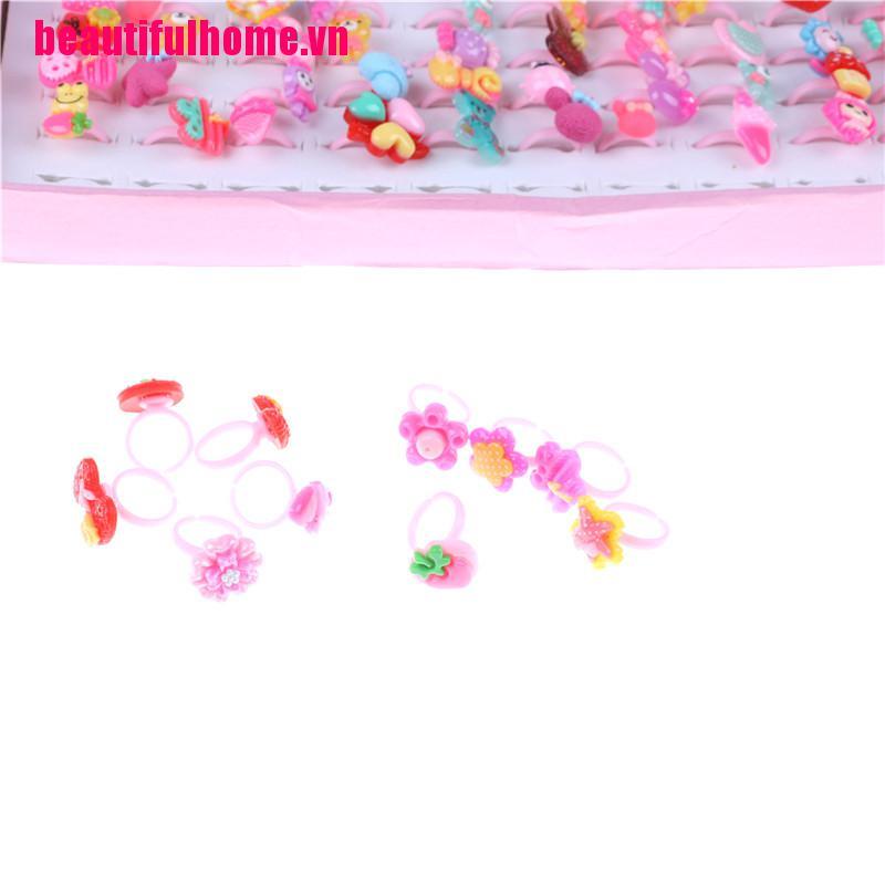 Bộ 10 nhẫn nhựa họa tiết hoạt hình dễ thương