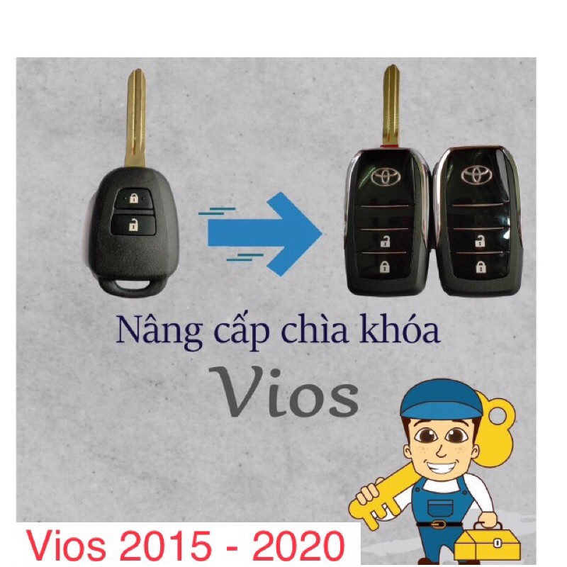 Vỏ chìa khoá độ gập TOYOTA VIOS ( 2 nút ) 2015 - 2020 Camry , vios , Innova , Yaris , Corolla , Altis