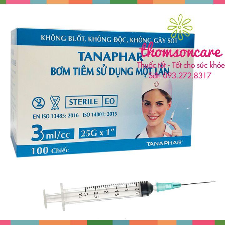 Bơm tiêm y tế đủ loại 1ml 3ml 5ml 10ml 20ml 50ml - Bơm sử dụng một lần Tanaphar