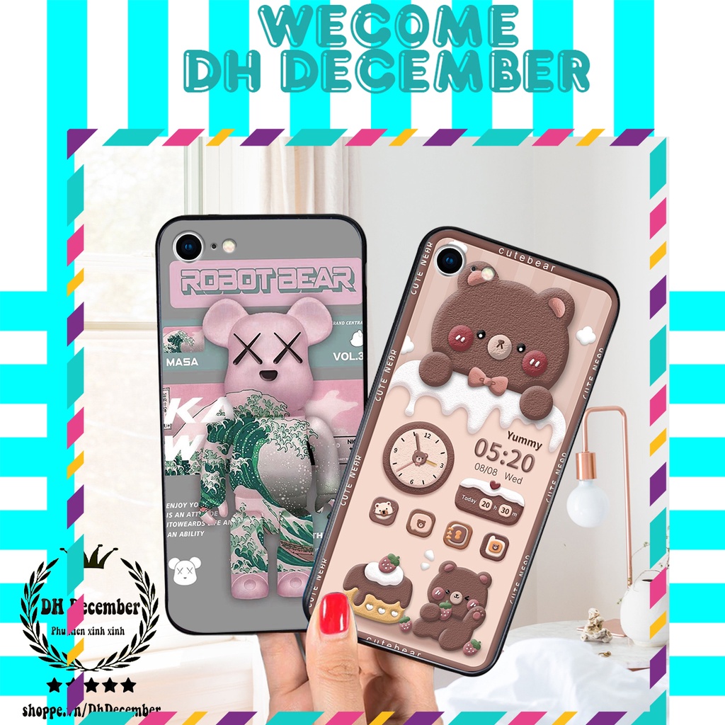 Ốp lưng IPhone 7 / 8 / SE 2020 in hình 3D GẤU HỒNG-GẤU BE3R -XINH XẺO CỰC ĐẸP