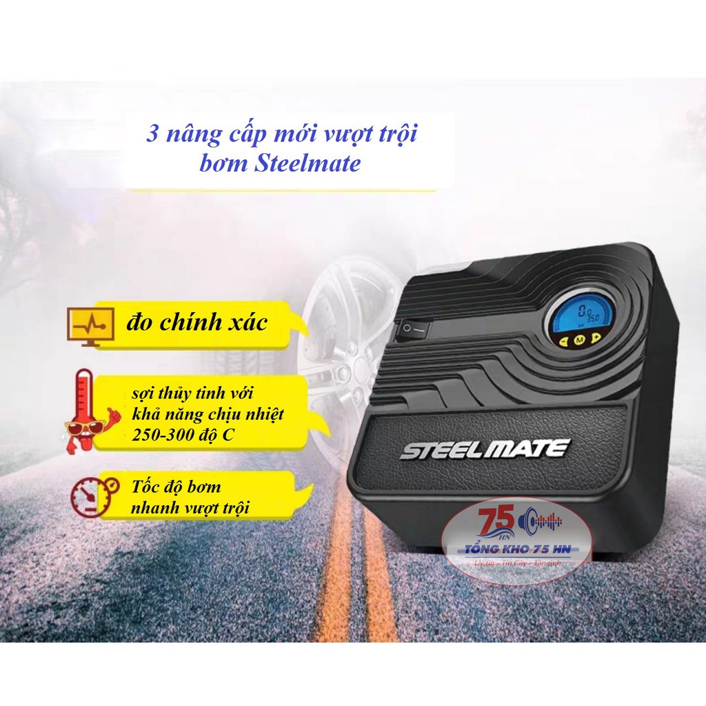 [Tặng chuyển nguồn 220v-12v] Bơm lốp ô tô Steelmate P05 - Bơm lốp tự ngắt thông minh [Bảo hành 3 tháng]