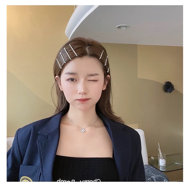 (1 chiếc) Kẹp tóc đính đá đơn giản phong cách Hàn Quốc, phụ kiện tóc nữ dễ thương