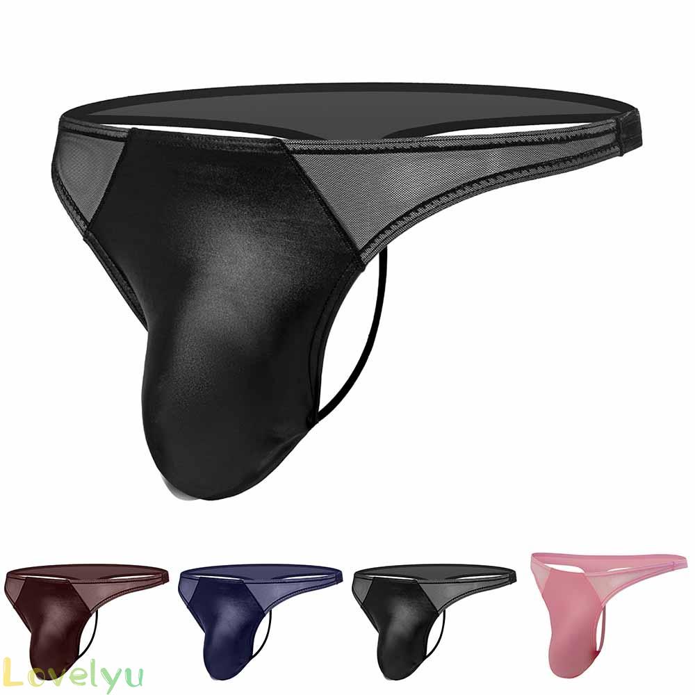 &lt;READY STOCK&gt;Men Erotic Panties Sexy Patent Leather Transparent Mesh G String TBack Thong Underwear RaeSlU Aufose100% brand new！