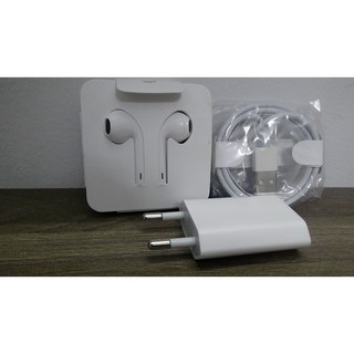 (COMBO BỘ 3 IPHONE ) Tai nghe 3.5 - củ sạc dẹt - cáp sạc ( Hàng zin chính hãng new 100%)