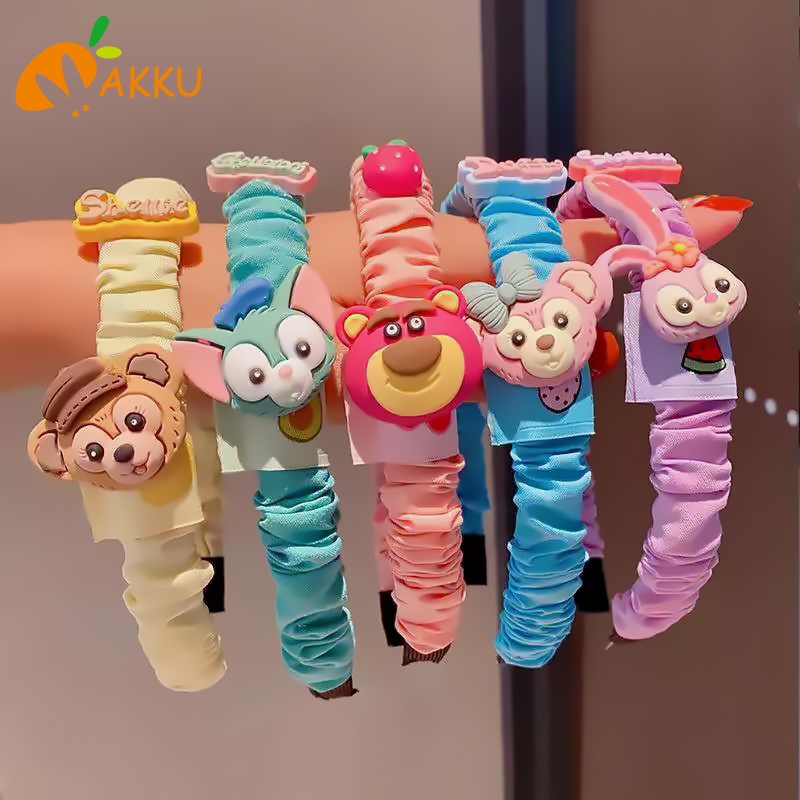 Băng Đô Xếp Ly Hình Gấu Dâu Tây Hoạt Hình Dễ Thương Và Không Làm Đau Tóc Cho Trẻ Em AKKU