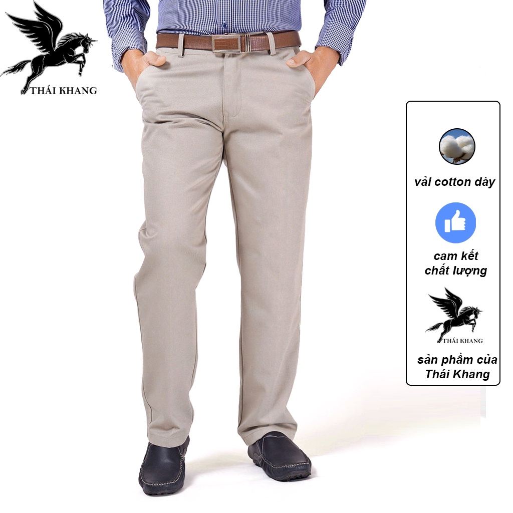 quần kaki nam ống suông trung niên vải cotton dày hàng chuẩn đẹp quần kaki nam trung niên may bởi Thái Khang QKTNR01