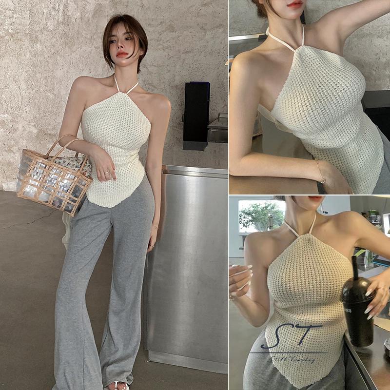 Áo Hai Dây Dệt Kim Màu Sắc Trơn Thời Trang Mùa Hè Cho Nữ CY03