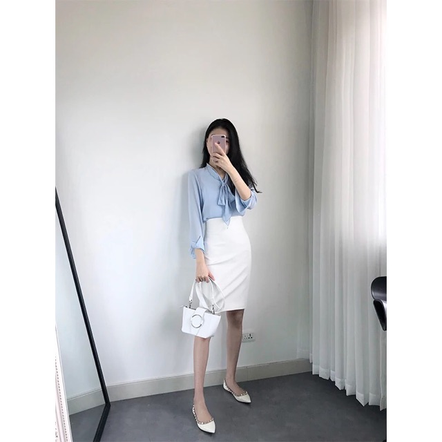 Chân váy bút chì công sở trắng - thư ký Kim