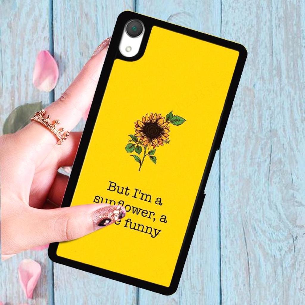 Ốp điện thoại TPU+PC cứng in hình hoa hướng dương và chữ cho Sony Xperia X XA Z5 XZ2 Z3 Z2 XZ3
