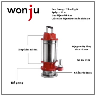 MÁY BƠM CHÌM 0.37kw inox đỏ Wonju