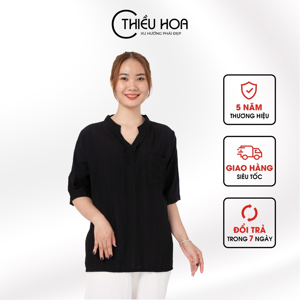 Áo Trung Niên Tay Lỡ Thiều Hoa Chất Liệu Linen Thoáng Mát Thấm Hút Tốt Màu Sắc Tối Giản Dễ Phối Đồ M104