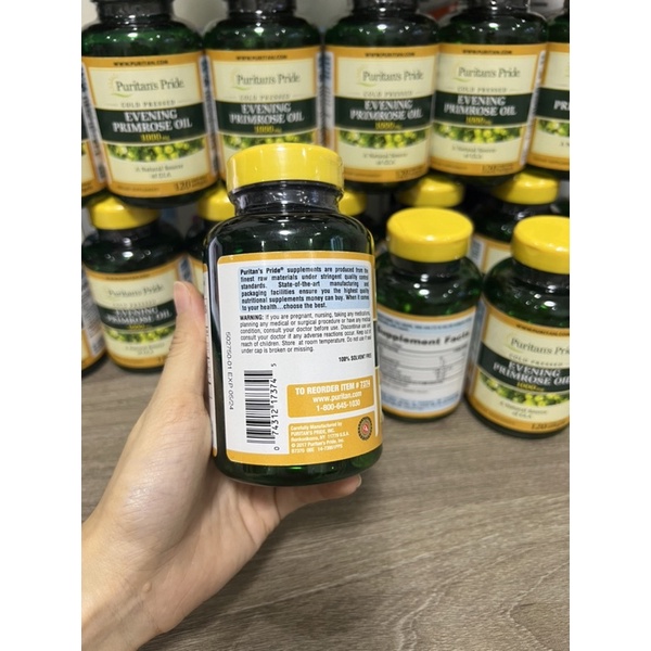 Viên Uống Bổ Sung Tinh Dầu Hoa Anh Thảo Puritan’s Pride Evening Primrose Oil 1000mg 120 viên của Mỹ