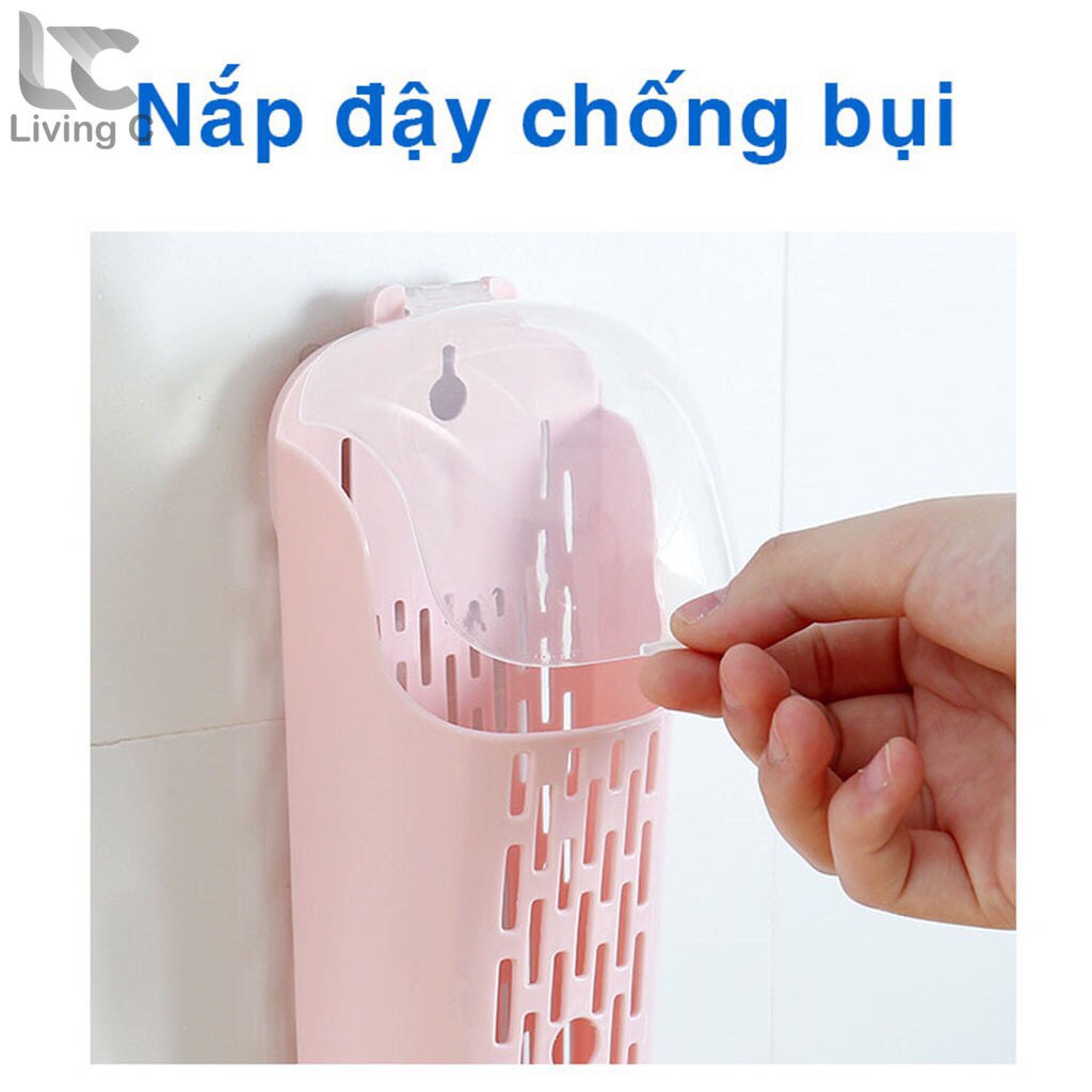 Hộp Đựng Đũa Muỗng Thìa Đa Năng Dán Tường Có Nắp Đậy Chống Bụi, Có Khe Thoát