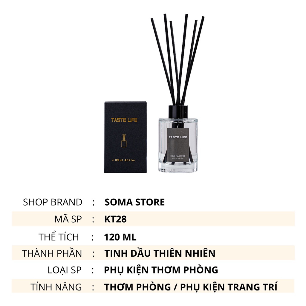 Tinh Dầu Thơm Phòng Lọ Khuếch Tán Nước Hoa Thiên Nhiên Thơm Để Phòng Tán Hương 120ML Taste Life KT28