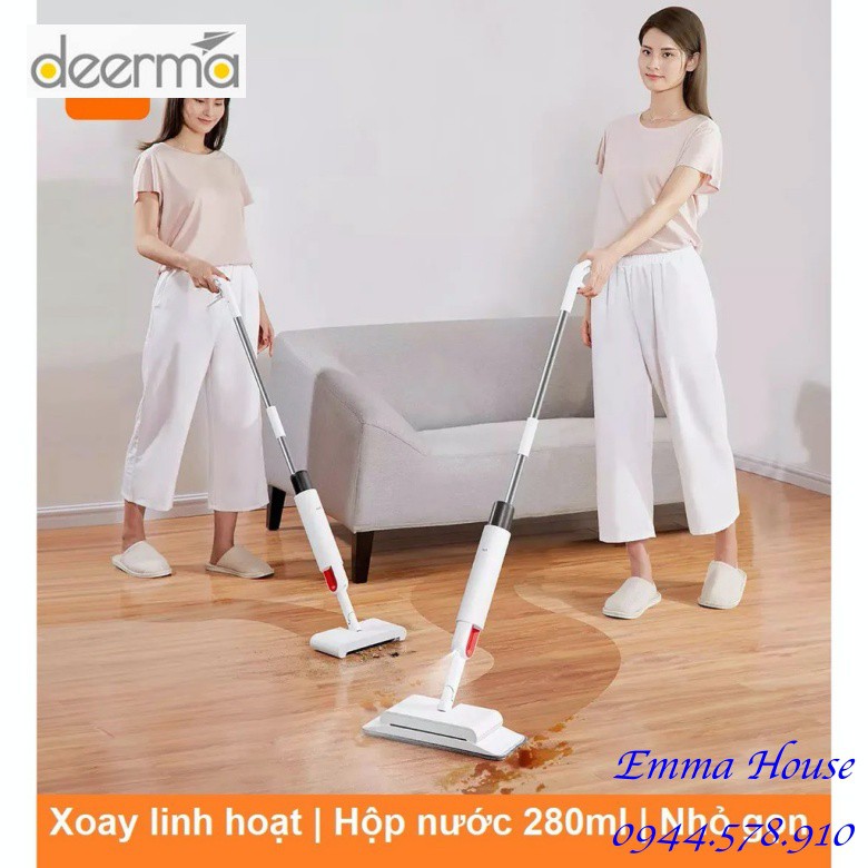 Set gie lau/Cây lau nhà kiêm máy quét bụi Deerma Sweep Mop DEM-TB900, Bảo Hành Chính Hãng 03 Tháng