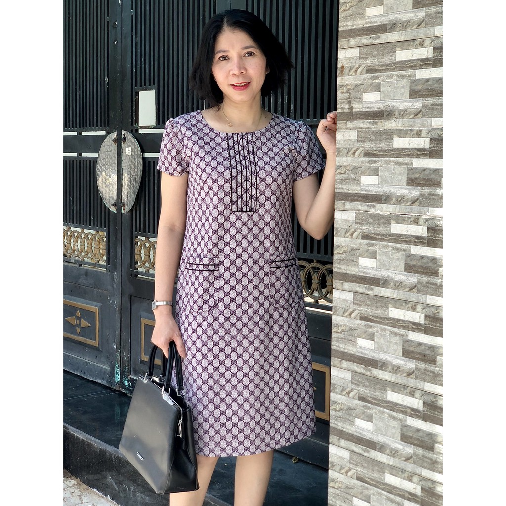 Váy đầm trung niên size lớn - Đầm trung niên cotton thun co giãn dễ chịu