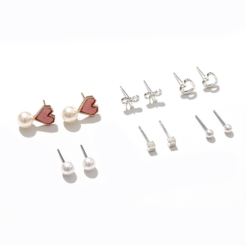 Bộ 6 cặp hoa tai kiểu đơn giản kiểu Hàn Quốc cho nữ