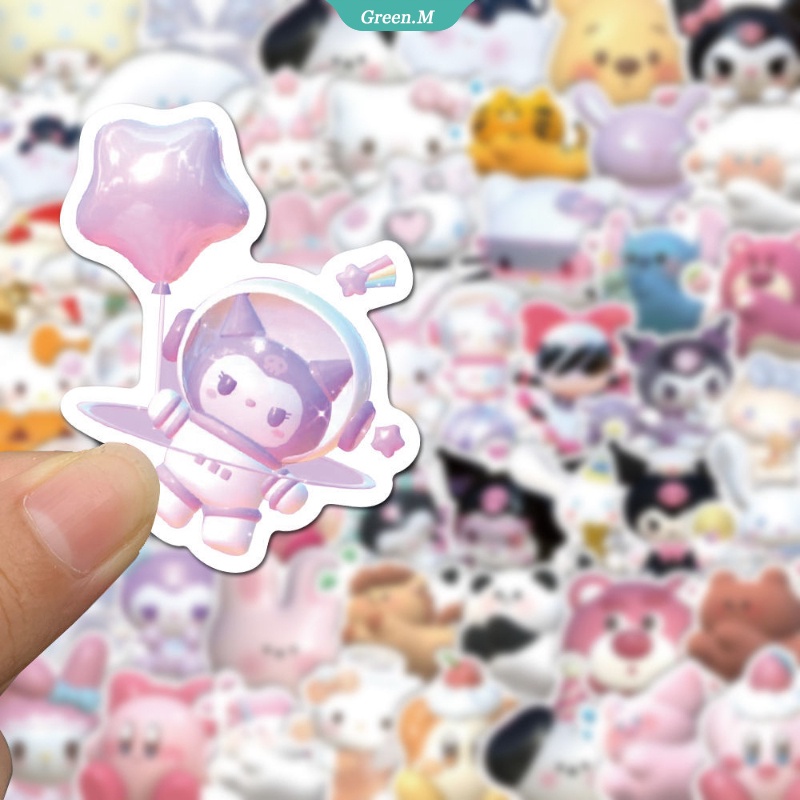 SANRIO Bộ 50 Miếng Dán Trang Trí Laptop Họa Tiết Mèo Hello Kitty Dễ Thương