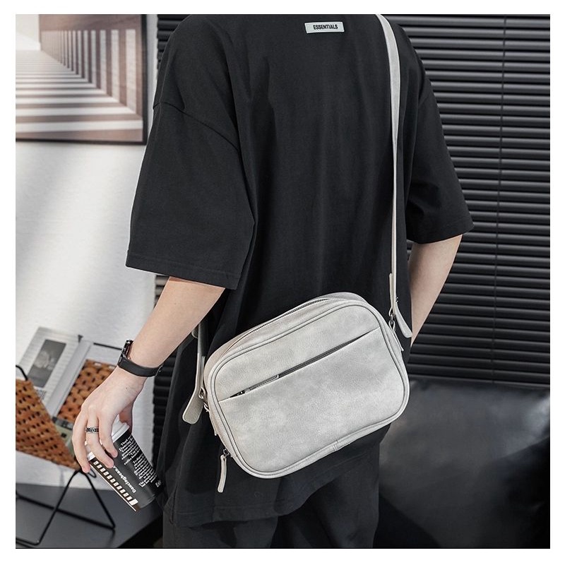 Túi đeo chéo màu xám W2P 4068 da Pu cao cấp chống thấm nước chống mài mòn thời trang cá tính tiktok ulzzang