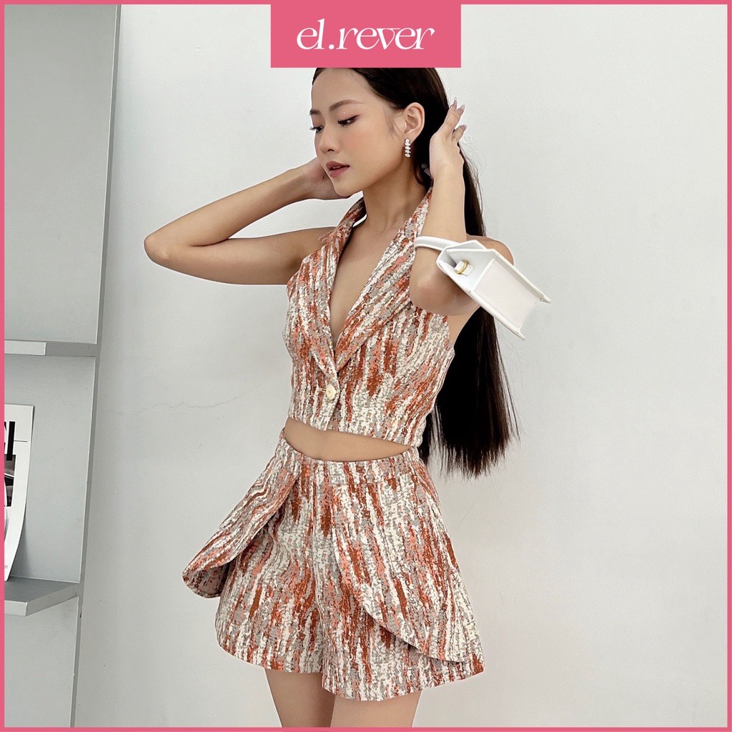 Áo ba lỗ cổ vest và Quần đùi lưng cao vải bố EL.Rêver