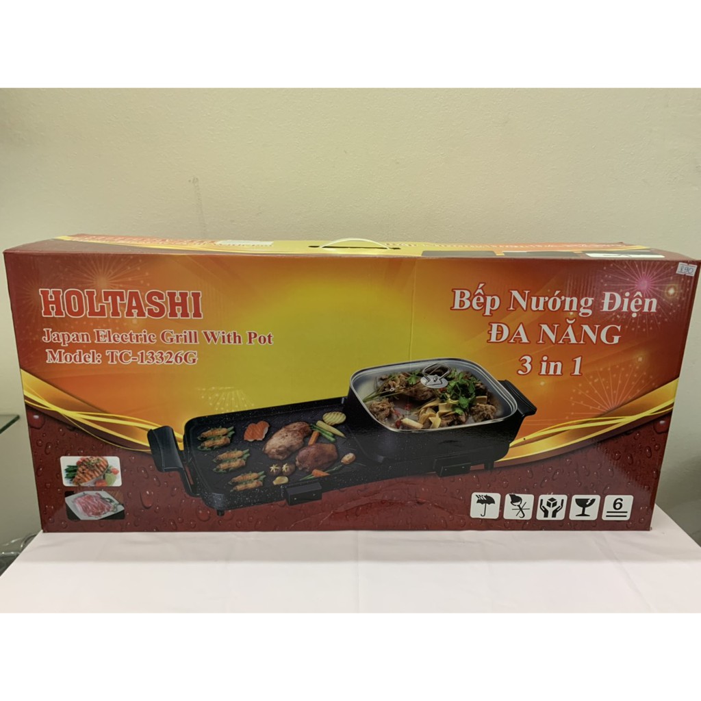 Bếp nướng điện đa năng 3 in 1 Holtashi TC-13326G Nhật Bản