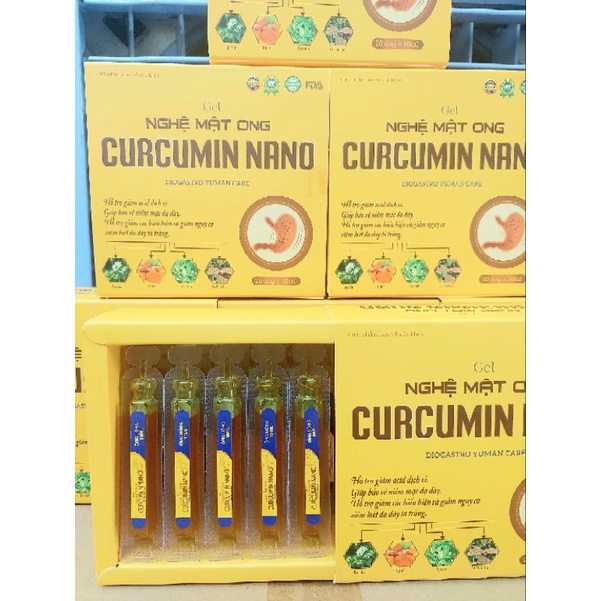 Gel nghệ mật ong Curcumin Nano - Hộp 20 ống