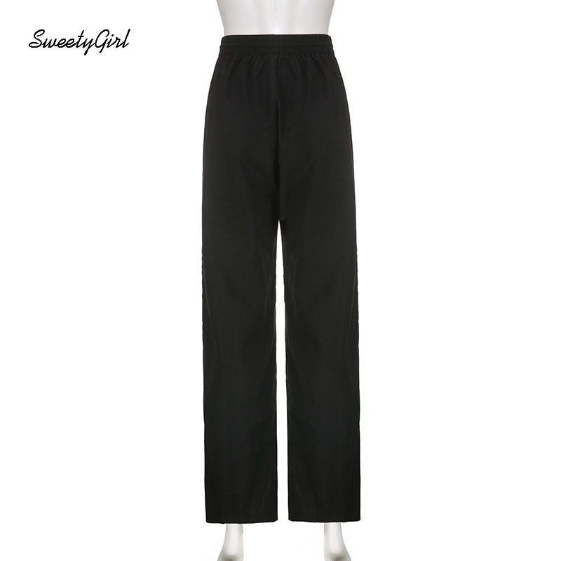 Quần Dài Thể Thao Lưng Thấp Dáng Rộng Phối Màu Tương Phản Thời Trang 2022 Cho Nữ