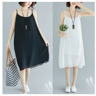 Váy đầm voan 2 dây có thể điều chỉnh