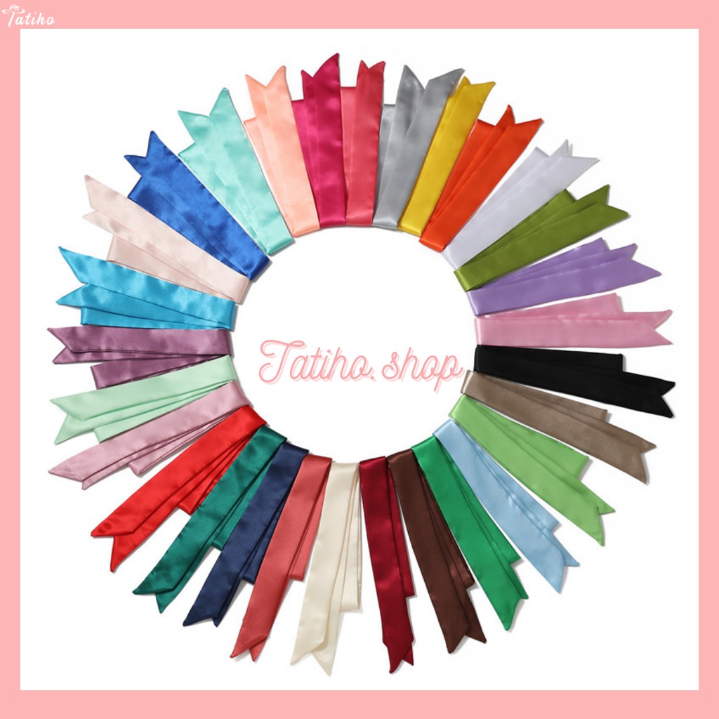 [Hàng Xịn, Giá Tốt] Khăn Quấn Túi Xách, Khăn Turban Trơn Nhiều Màu Sang Trọng - Chất Liệu Satin - 5x90cm - Mã TD005