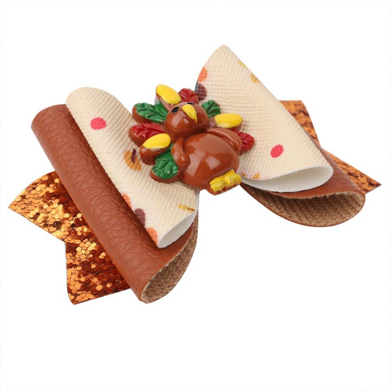 Kẹp Tóc Nơ Da Đính Kim Sa Lấp Lánh Cho Bé