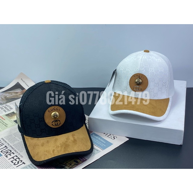 mũ lưỡi trai logo đồng ong 🐝- nón kết da lộn nâu phối lụa lưới đậm chất thể thao
