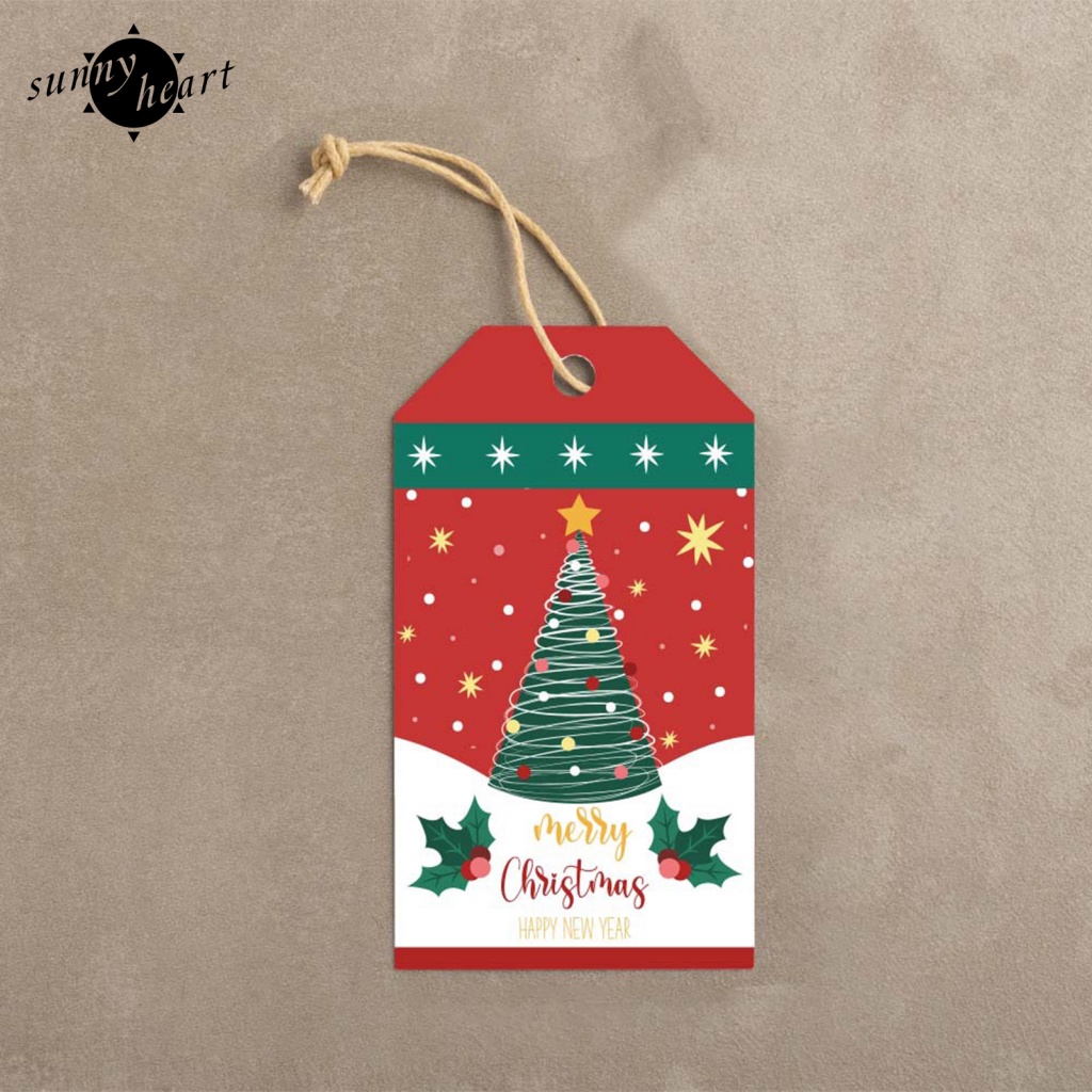 Set 50 Nhãn Treo Bằng Giấy In Họa Tiết Hoa Tuyết Trang Trí Cây Thông Noel