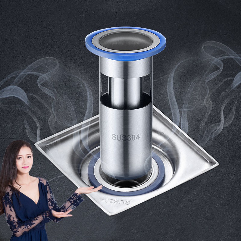 Ngăn Mùi Thoát Sàn Nhà Tắm - INOX 304 - Chống Mùi Hôi Ngăn Vi Khuẩn Trào Ngược Lên - Chặn Mùi Hôi Cống - MEGAMART