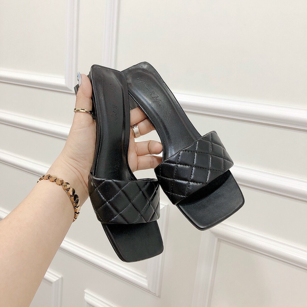 Guốc nữ gót vuông cao 3 phân quai trần chỉ siêu êm chân form chuẩn đep cực dễ mang phong cách trẻ trung, thanh lịch