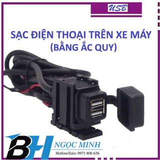 Sạc điện thoại trên xe máy từ ắc quy