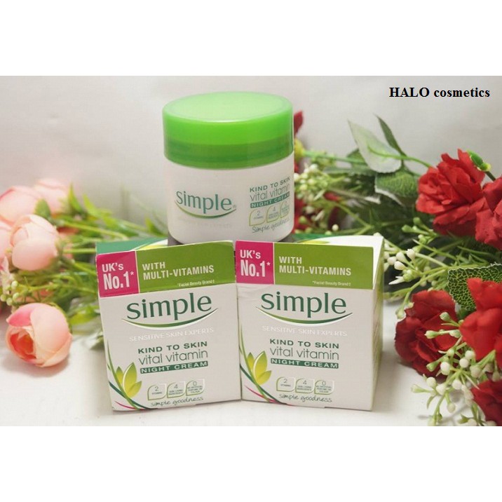 Kem Dưỡng Da Simple Ban Đêm ❤️FREESHIP❤️Kem Dưỡng Da Ban Đêm Simple Kind To Skin Vital Vitamin Night Cream