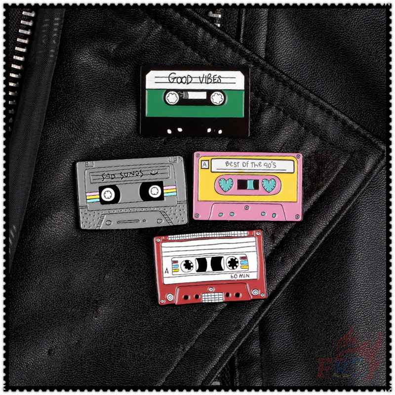 ★ Cartoon Tapes - Good Vibes Brooches ★ 1Pc Retro Music Cassette Fashion Doodle Enamel Pins Backpack Button Badge Brooch