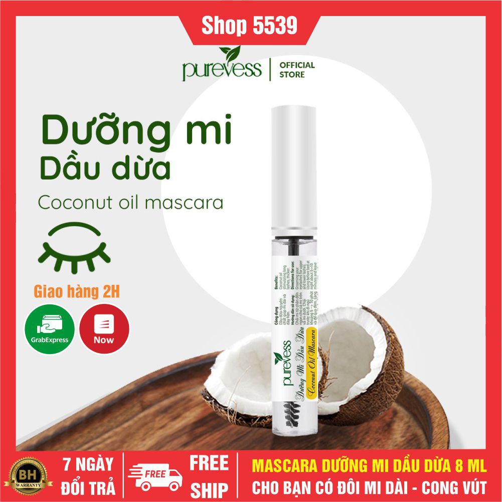 Mascara dầu dừa dưỡng mi dung tích 8ml, dưỡng mi dầu dừa nguyên chất giúp mi dài và dầy hơn - Shop 553