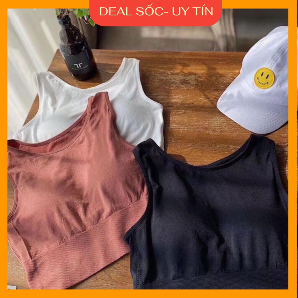 Áo croptop ba lỗ trơn siêu đẹp có kèm đệm ngực