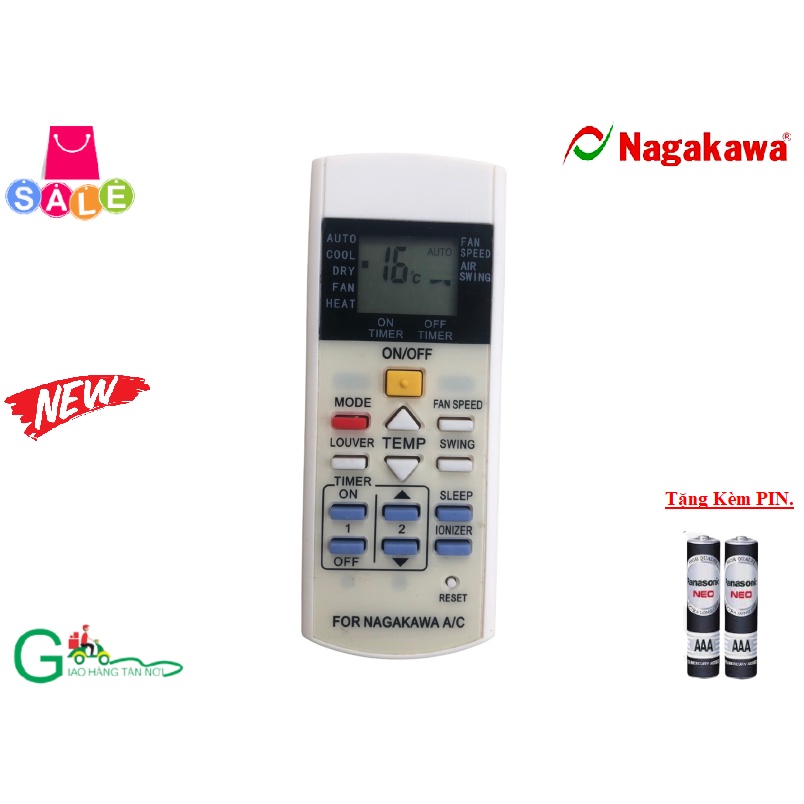 Remote Điều khiển từ xa điều hòa Nagakawa dùng cho các dòng NIS-C NS-C NIS-A NS-A 1 2 chiều Inverter-Hàng tốt,mới 100%