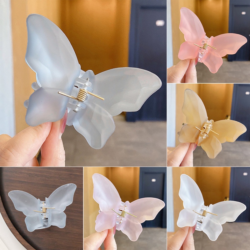 Kẹp Tóc Càng Cua Trong Suốt Bằng Nhựa Acrylic Hình Bướm Dành Cho Nữ