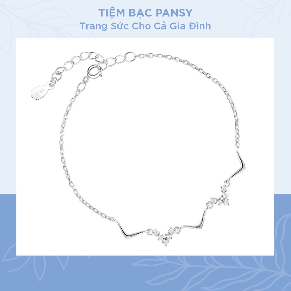 Lắc tay bạc nữ cao cấp PANSY - Vòng tay nữ bạc thật hình nhịp tim cá tính không gỉ