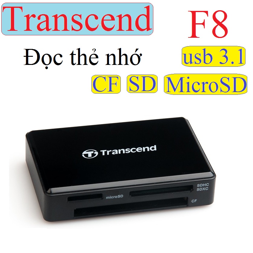 Đầu đọc thẻ nhớ usb 3.1 5Gbps Transcend F8 đọc được thẻ nhớ CF/SD/MicroSD