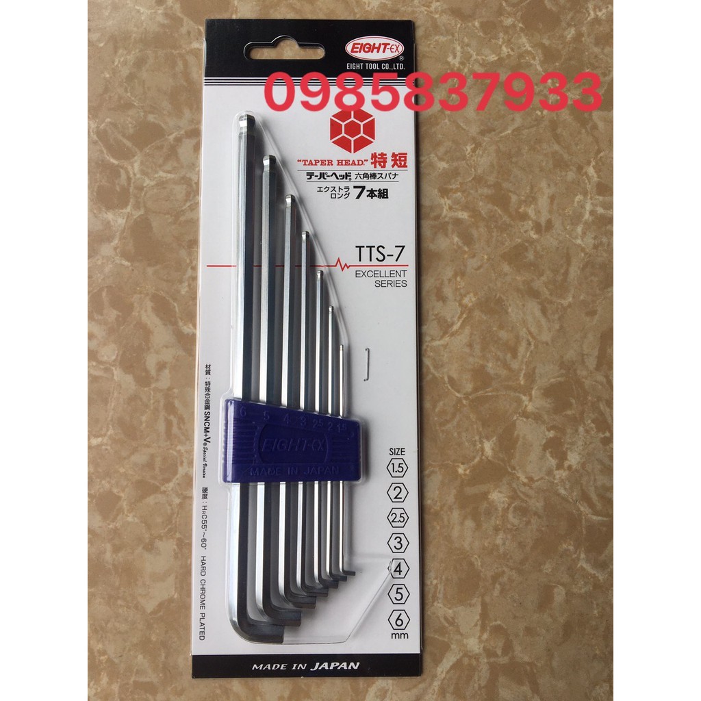 Bộ lục giác 7 chiếc đầu bi đầu siêu ngắn TTS-7 Eight Nhật tại Máy cầm tay NTT bảo hành dài hạn dễ sử dụng