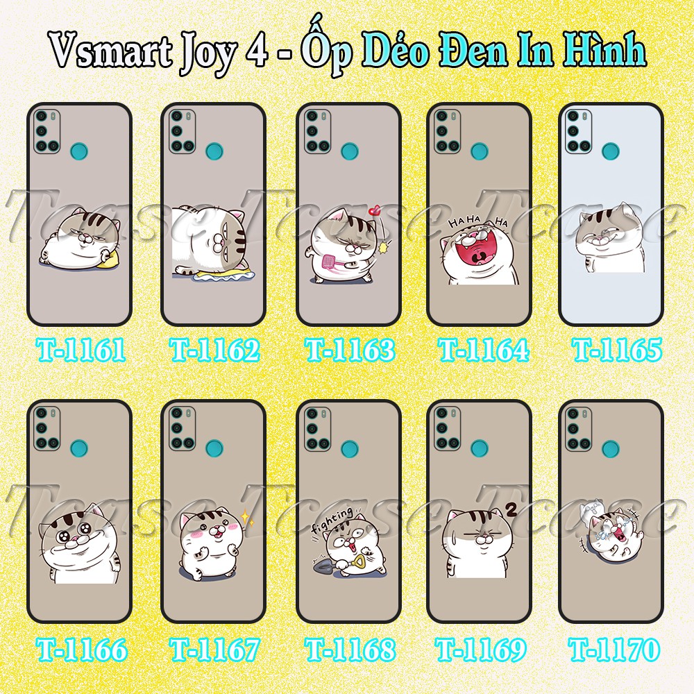 Ốp lưng Vsmart Joy 4 - Ốp dẻo đen in hình Chú mèo con cute