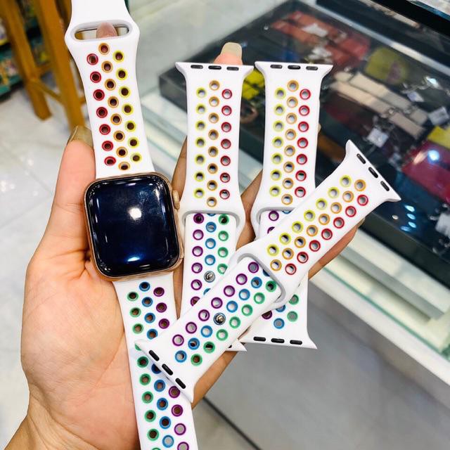 Dây đeo cao su apple watch đục lỗ 7 màu thoáng khí size 38/40mm- 42/44mm