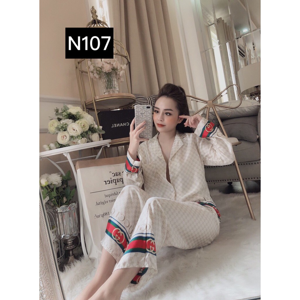 Set Đồ Bộ Pizama Ngủ Pijama Nữ Lụa Satin Cao Cấp Phối Tay Dài Quần Dài Độc Đáo Siêu Sang (Kèm Hình Thật) | BigBuy360 - bigbuy360.vn